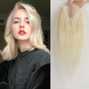 Human Hair Toppers Ombre Light Brown Blonde Middle Part Human Hair Women with Thinning Hair Clip in Toppers