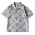 Shirt Men Summer Streetwear Loose Casual Plaid Button Shirts
