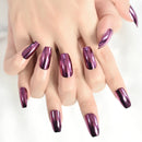 Hand with purple metallic nail polish on a white background, Obroi