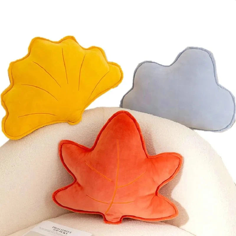 Home Decor Cushion Simple Style Maple Leaf Ginkgo Butterfly Cloud Shape Throw Pillow Office Sofa Decoration  Soft