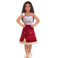 Child wearing a red and white dress with a patterned design on a white background, Obroi