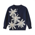 Baby Girls Cotton Sweaters Autumn Winter Kids Pearl Mesh Flowers Design Cardigan Coat Toddler Knitted Top