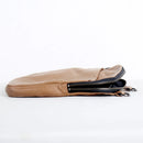 Beige leather clutch bag with a zipper on a white background, Obroi