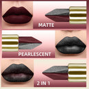 Brown Black Two-tone Lipstick Waterproof Matte Cup Pearlescent Diamond Lip Tint Red Lips Makeup Gifts Cosmetics