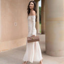 Summer Temperament One Shoulder Strapless Long Skirt Backless Pleated Slim Fit Dress for Women Women