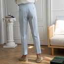 Striped Men Suit Pants Spring Summer Thin Italian Straight Casual Trousers Blue Trousers