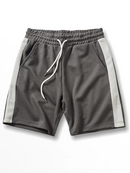 Summer American Retro Knitted Solid Shorts Men Loose Elastic Drawstring Sport Casual