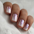 24Pcs/set Glossy Simple False Nails Art White Short Ballet Wearable Acrylic Nail Tips for Women