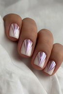 24Pcs/set Glossy Simple False Nails Art White Short Ballet Wearable Acrylic Nail Tips for Women