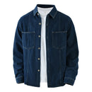 Blue denim shirt over a white shirt on a white background, Obroi