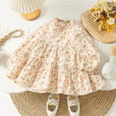 Autumn Kids Dress 2-6T Sweet Floral Girls Long-sleeved Dress Loose Children Sweater