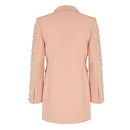 Pink blazer with embellished sleeves on a white background, Obroi