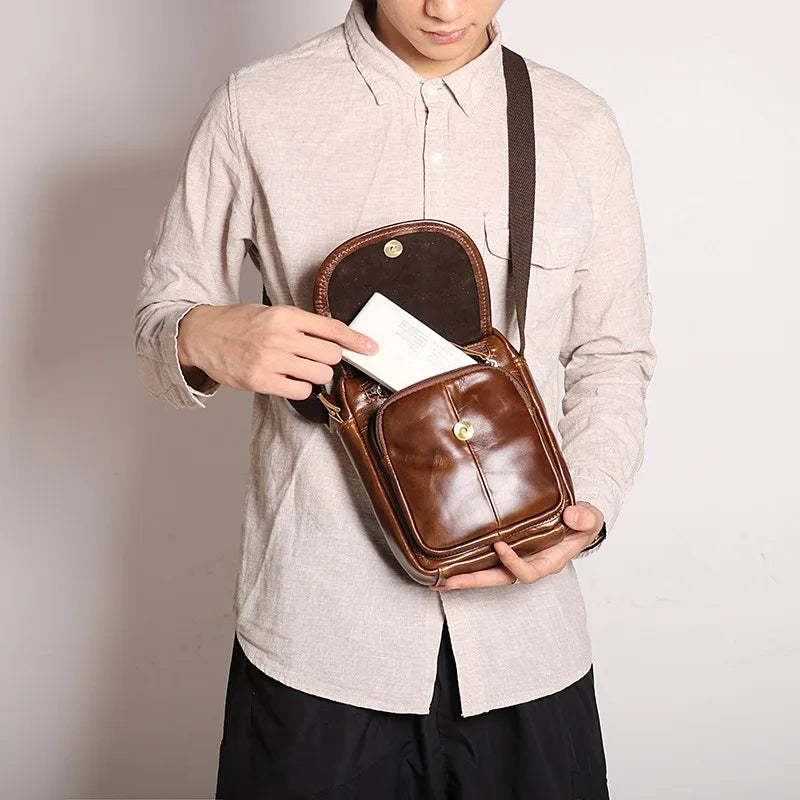 Men's leather simple shoulder bag crossbody men's bag