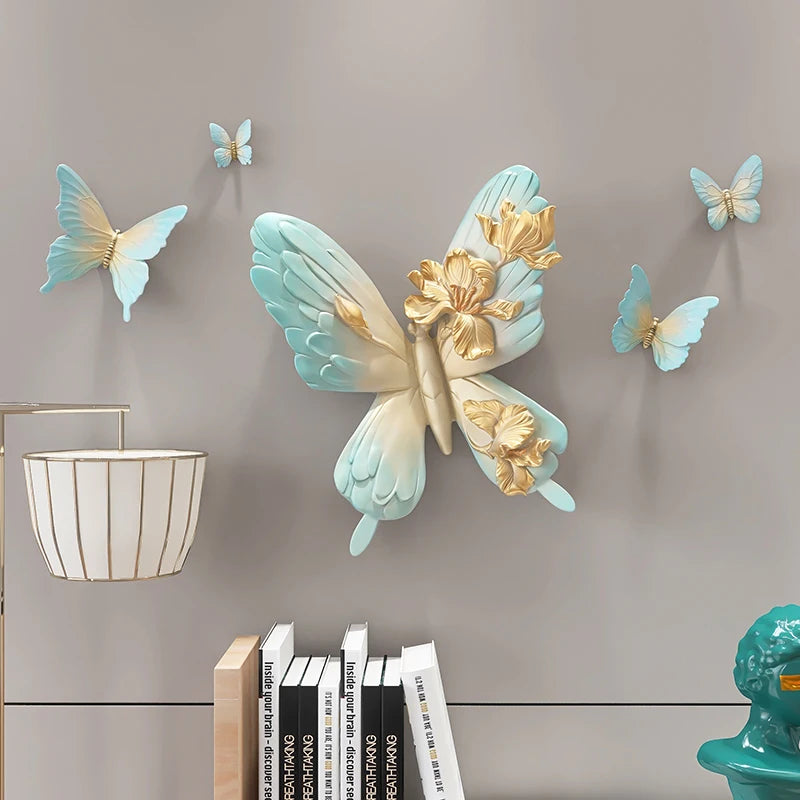 Resin Butterfly Statue Nordic Home Decor Living Room Wall Decor Animal Figurine Indoor Modern Art Dining Room Wall Decoration