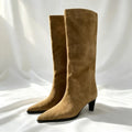 Women Boot Brown Retro Pointed-Toe Knight High Long Boots Kitten Heel Winter Women Boots