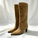 Women Boot Brown Retro Pointed-Toe Knight High Long Boots Kitten Heel Winter Women Boots