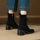 Women Ankle Boots With Zip Elegant Velvet Female Shoes Heels