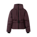 Women's Elegant Hooded Zip Beige Skiing Padded Snowboard Sports Parkas Coats Lady Thick Warm Pants Trousers 2PCS Sets Suits
