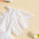 Summer Infant Baby Girl Outfits Short Sleeve Flower Front Lace Bodysuit Dress Clothes