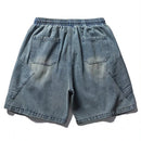 Blue denim shorts on a white background, Obroi