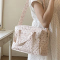 Mommy Bag Storage Bag Shoulder Bag Cotton Quilted Floral Portable Handbag Lightweight Crossbody Bag