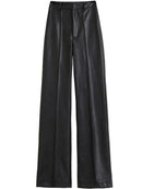 Straight Leather Pants Spring Women Faux Leather Trousers Chic Ladies Leisure Pants