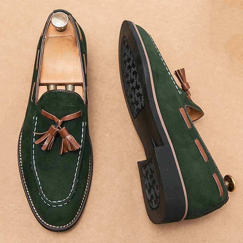 Loafers Men Pointed Suede Leather Casual Shoes Wedding Dress