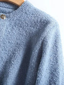 Knitted Solid Autumn Winter Cardigan Women's Buttoned Decorate Pockets Short Sweater