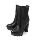 Women's Platform Ankle Boots Black Round Toe High Heels Ladies Winter Autumn Comfortable Booties