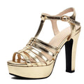Women Sandals Round Toe High Heels 12cm Platform 3cm