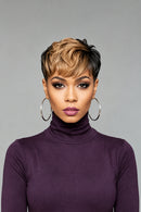 Pixie Cut Wig Human Hair With Bangs Black Blonde Curly Texture Short Cut Wig For Women