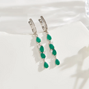 Elegant Natural Green agate sterling Silver earrings Women's and girls birthday fine jewelry