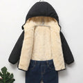 Black hooded jacket with beige interior on a white background, Obroi