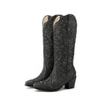 Western Women Knee-high Boots Floral Boots Retro Shoes