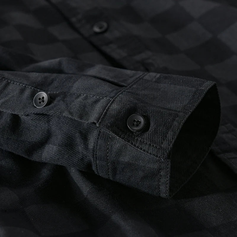 Plaid Thickness Casual Cotton Shirts For Men French Tops Clothes