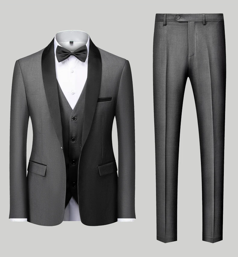 Men Casual Business Suit Boutique Blazer Vest Pants Groom Wedding Dress Party Suit