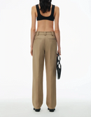 Lady Simple Casual Trousers High Waist Straight Suit Pants Women Spring