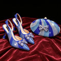 Elegant Inspired Rhinestone High Heels Mini Oval Bag Women's Shoes for Special Occasions
