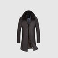 Wool Men Trench Overcoats Male Woolen Blends Outerwear Rabbit Fur Collar Long Winter Plus
