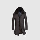 Wool Men Trench Overcoats Male Woolen Blends Outerwear Rabbit Fur Collar Long Winter Plus