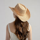Panama Top Hat Natural Grass Cowboy Hat with Rope Hook Foldable Straw Hat