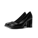 Burgundy Patent Leather Pumps for Women Heeled Beige Black Shoes Office Ladies Pump