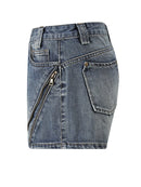 Denim skirt with a zipper on a white background, Obroi