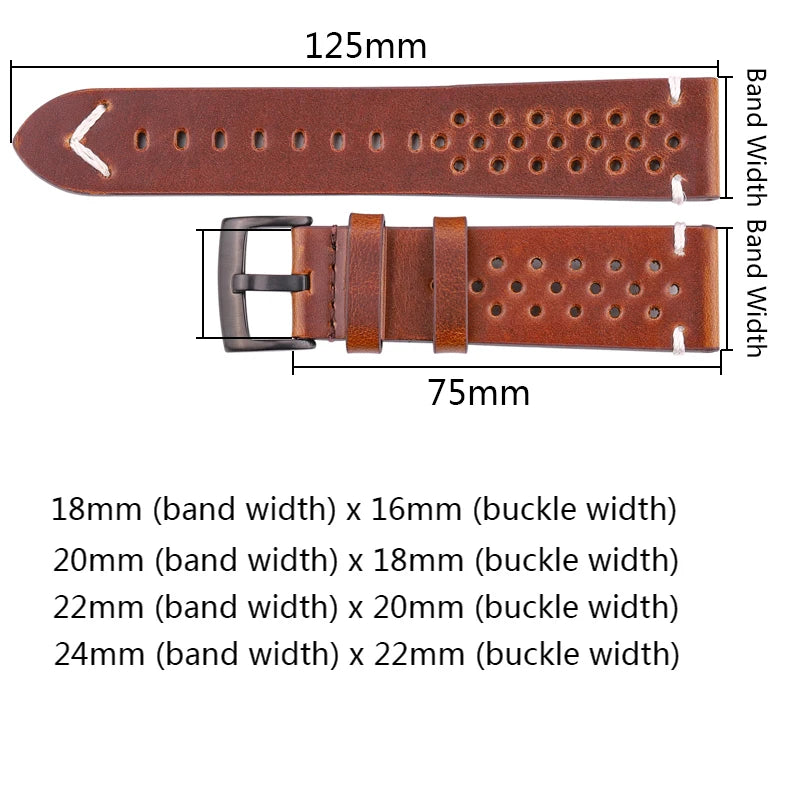 Handmade Genuine Leather Strap 22mm Breathable Band for Samsung Galaxy Watch