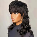 Woman with styled black hair on a plain background, Obroi