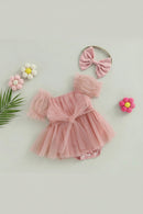 0-24M Newborn Infant Baby Girls Romper Jumpsuit Headband Princess Outfits Toddler Clothes