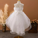 Spring and Summer Girls Decal Sequin Sleeveless Mesh Trailing Princess Dress Wedding Flower Girl Dress