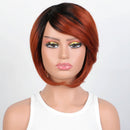 Mannequin head with a brown and black wig on a white background, Obroi