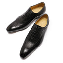 Men Genuine Leather  Toe Dress Shoes Lace-Up Formal Oxford Luxury Elegant Footwear