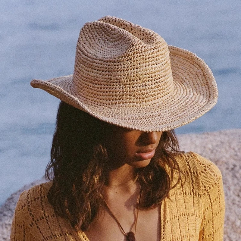 Handmade Straw Sun Hat for Women Wide Brim Crochet Hat with Adjustable Velcro and Memory Wire Summer Beach Hat